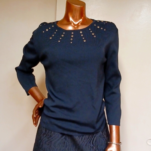 Ziani Couture Sweaters - Ziani Couture Black Studded Sweater